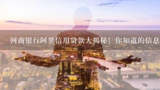 网商银行阿里信用贷款大揭秘！你知道的信息有多少？