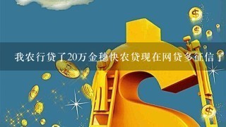 我农行贷了20万金穗快农贷现在网贷多征信了能续贷