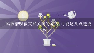 蚂蚁借呗被突然关闭的原因 可能这几点造成