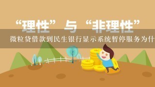 微粒贷借款到民生银行显示系统暂停服务为什么