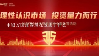 申银万国证券现在改成了什么