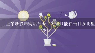 上午新股申购后半天了为何只能在当日委托里查询？