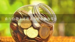 农行信用卡还进去为啥余额为零？