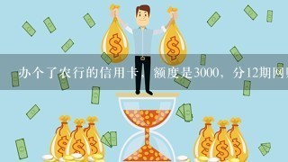 办个了农行的信用卡，额度是3000，分12期网购了近4000的东西，由于额度不够，我又往卡里存了1000。